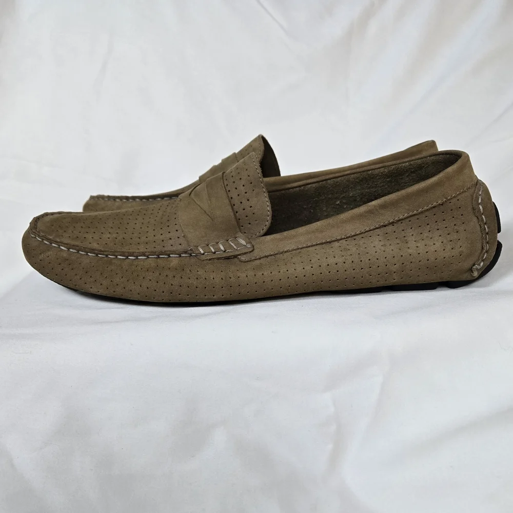 Mercanti Fiorentini 12016 Relax Men's Italian Tan Perforated Leather Loafers 12M